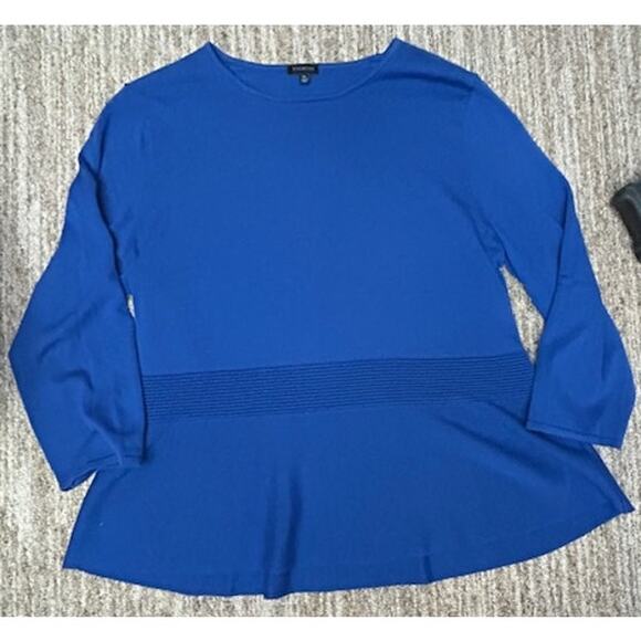 Talbots Vibrant Blue Lightweight Womens 3/4 Sleeves Sweater Flair Bottom SZ XL - Picture 1 of 9
